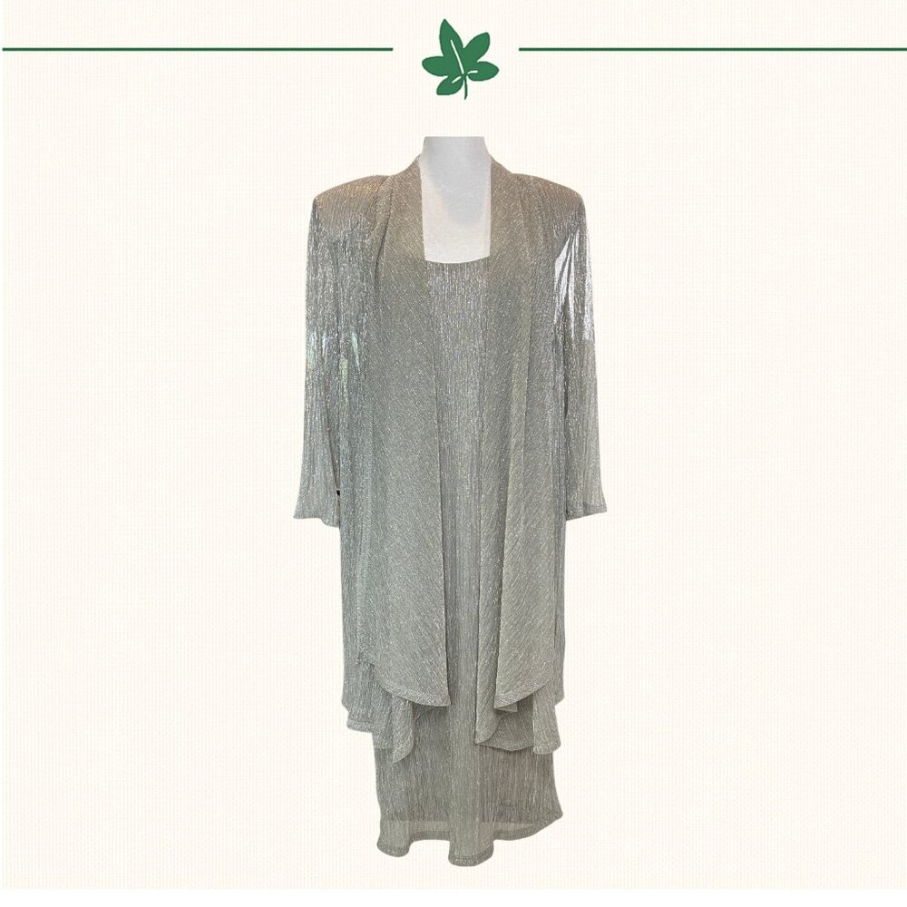R&M Richards Metallic Champagne Dress & Jacket Set - Size 12